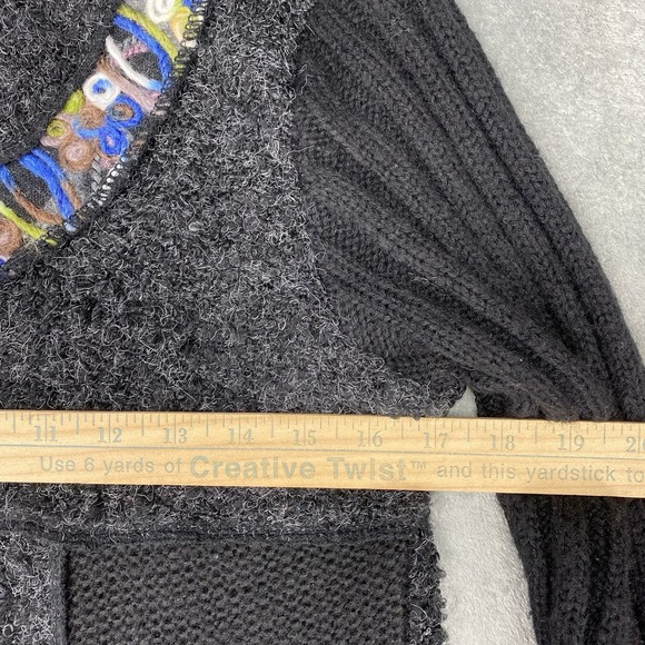 Sioni Sweater Womens Sz M Black Wool Mohair Cardigan Button Art Crafted Felted - Picture 9 of 12